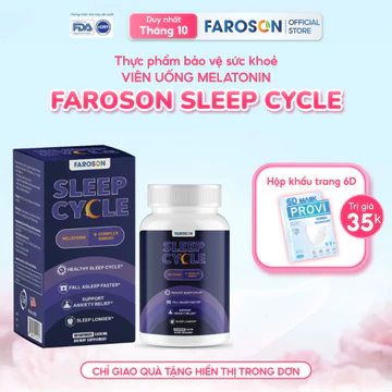 TPBVSK Viên Uống Ngủ Ngon Melatonin Faroson Sleep Cycle Hỗ Trợ Giấc Ngủ Dễ Ngủ 30 viên