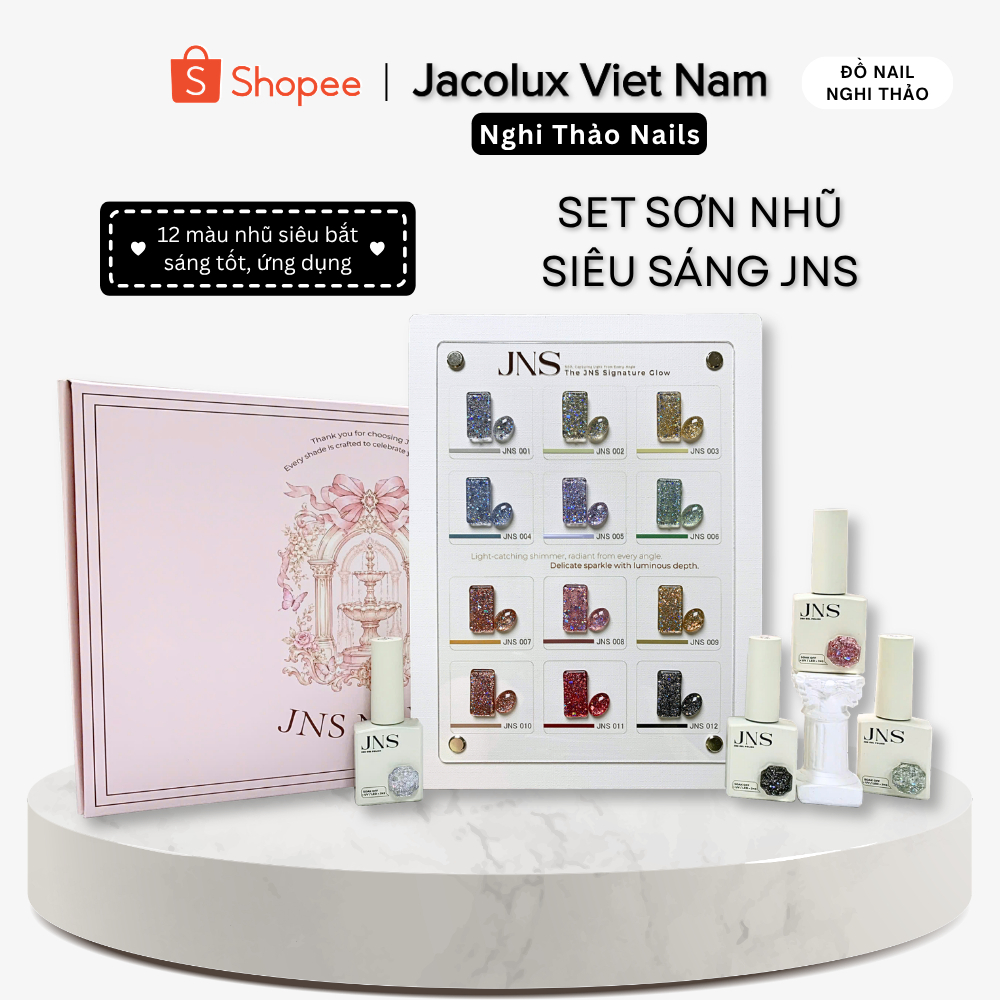 Set sơn gel nhũ siêu sáng JNS 12 màu GS12JN