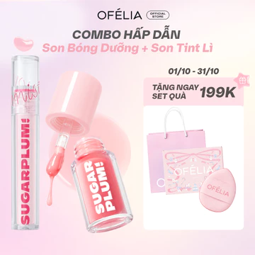 Combo Son Bóng Dưỡng Môi SUGARPLUM Delish Lip Oil + Son Tint Nước Mịn Lì Thuần Chay MistyNow Blurring Tint (3.8g+3.4g)