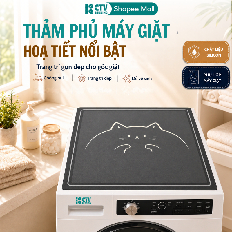 Thảm Silicon, Thảm trải máy giặt, tủ lạnh, lò vi sóng CTV Bedding chống bụi bẩn dầu mỡ, chất liệu Silicon+Vải Nỉ