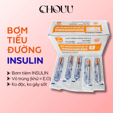 Kim Tiêm Tiểu Đường Bơm Tiêm VINAHANKOOK 1ml INSULIN U-100 Đầu Kim 30Gx1/2