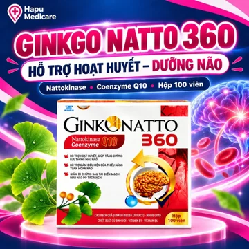 Tăng Cường Lưu Thông Máu Não Ginkgo Natto 360 - Giúp Đầu Óc Minh Mẫn, Giảm Đau Đầu Căng Thẳng (100 Viên)