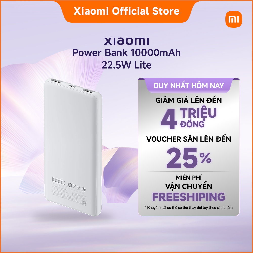 Sạc dự phòng Xiaomi Power Bank 10000mAh 22.5W Lite Nhỏ gọn, sạc nhanh, dùng mọi lúc mọi nơi