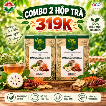 COMBO TRÀ 319K Hai Trà Mãng Cầu Cam Thảo Natural - Thanh Nhiệt, Trà Thảo Mộc Tự Nhiên, Hậu Ngọt Dịu (10 túi x 8g)