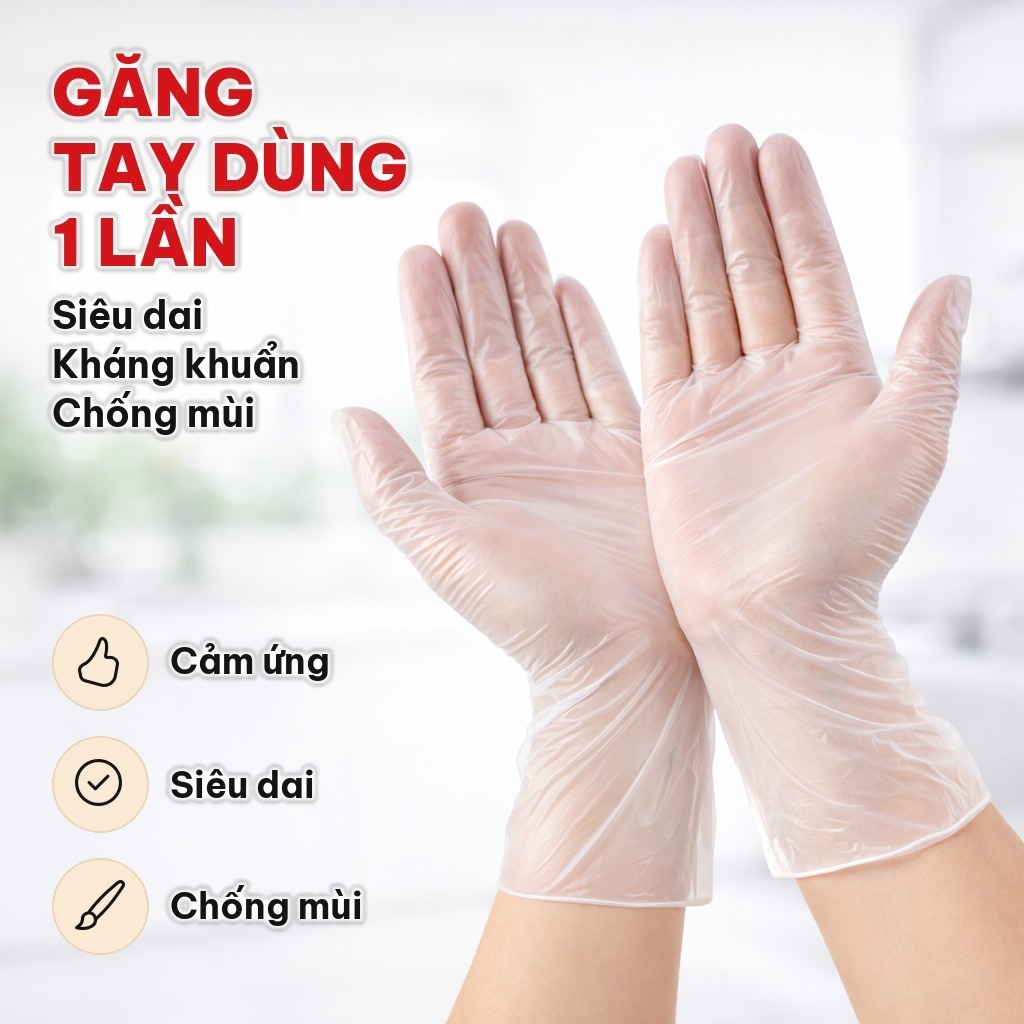 [SIÊU RẺ] GĂNG TAY DÙNG 1 LẦN LÀM BẾP NẤU ĂN VỆ SINH SIÊU DAI SIÊU BỀN - GANG TAY TRONG SUỐT RỬA BÁT CHẾ BIẾN THỰC PHẨM