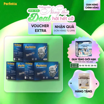 Combo 3 Hộp Khẩu Trang Y Tế Perfetta Carbon 4 Lớp Than Hoạt Tính (120 Cái)
