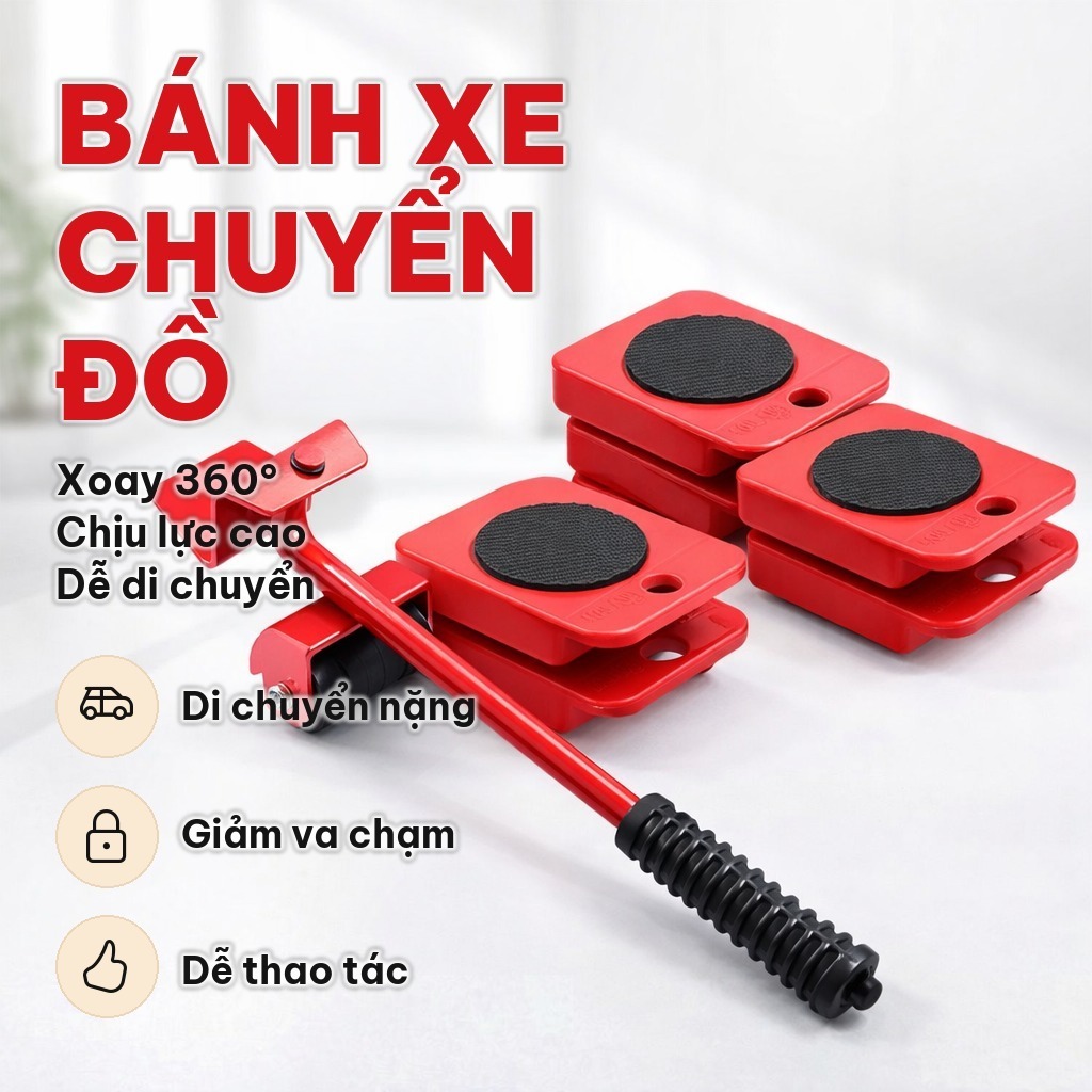 Dụng Cụ Di Chuyển Đồ Chuyên Nghiệp, Bộ Nâng Đồ Nặng Thông Minh, Bánh Xe Xoay 360 Độ Cho Nội Thất, Tủ Lạnh, Máy Giặt