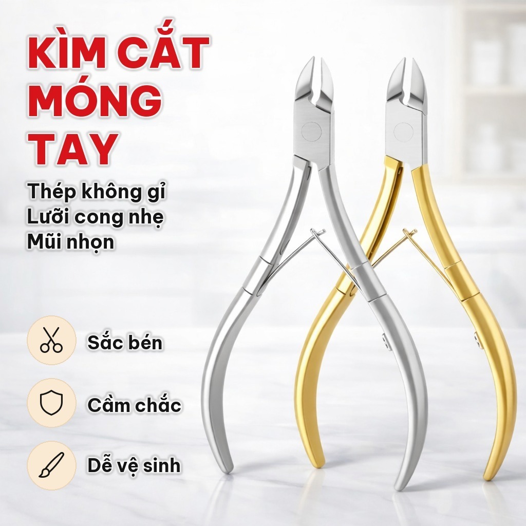 (COMBO 5) Kìm Cắt Móng Tay Thép Không Gỉ, Lưỡi Cong Sắc Bén, Cầm Chắc - Kìm Bấm Móng Chăm Sóc Cá Nhân Tại Nhà