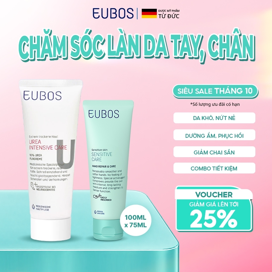 [EUBOS CHÍNH HÃNG] Combo Kem Dưỡng Ẩm Da Tay & Móng 75ml và Kem Dưỡng Da Chân, Giảm Nứt Gót 100ml