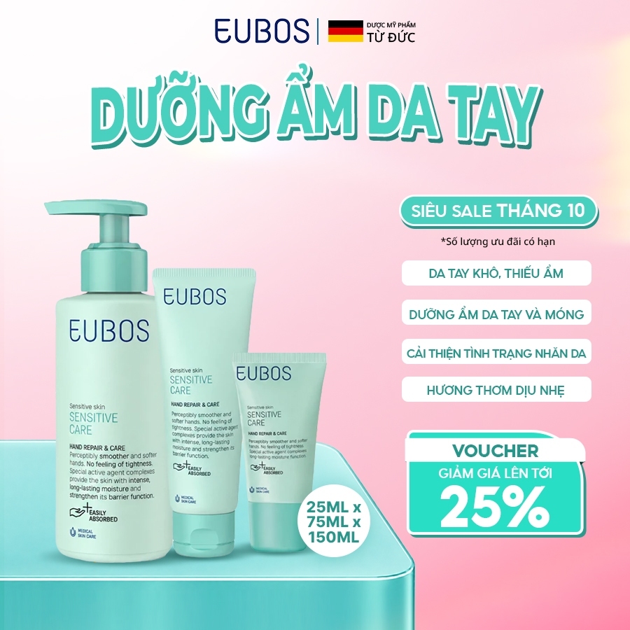 [CHÍNH HÃNG ĐỘC QUYỀN] Kem Dưỡng Da Tay và Móng EUBOS Dưỡng Ẩm Mềm Mịn, Giảm Gãy Móng, Không Nhờn Rít