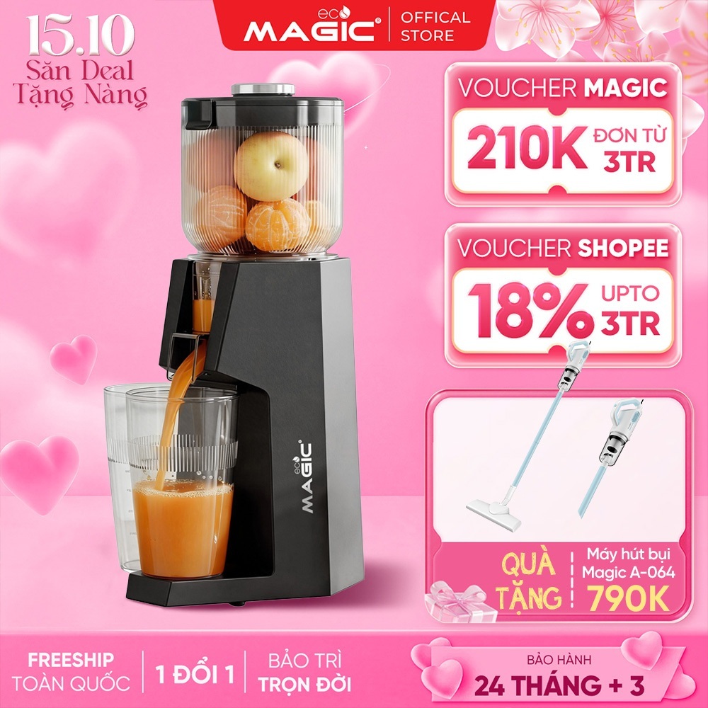 Máy ép chậm miệng rộng MAGIC ECO AC-150, ép nguyên quả, công nghệ ép lạnh, đường kính miệng 132mm, BH 24 tháng
