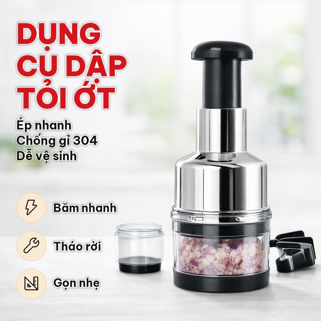 DỤNG CỤ DẰM TỎI ỚT CẦM TAY – Máy Dập Tỏi Ớt Ép Nhanh Lưỡi Dao Sắc Bén,Dụng Cụ Dập Hành Tỏi Chất Liệu Chống Gỉ 304