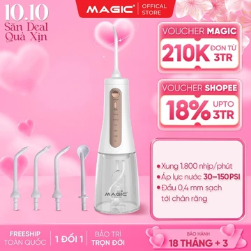 Tăm Nước Magic Eco Pro-82, Pin 1800mAh, 5 Chế Độ Làm Sạch + 5 Đầu Tăm, Chống Nước IPX7, BH 18T