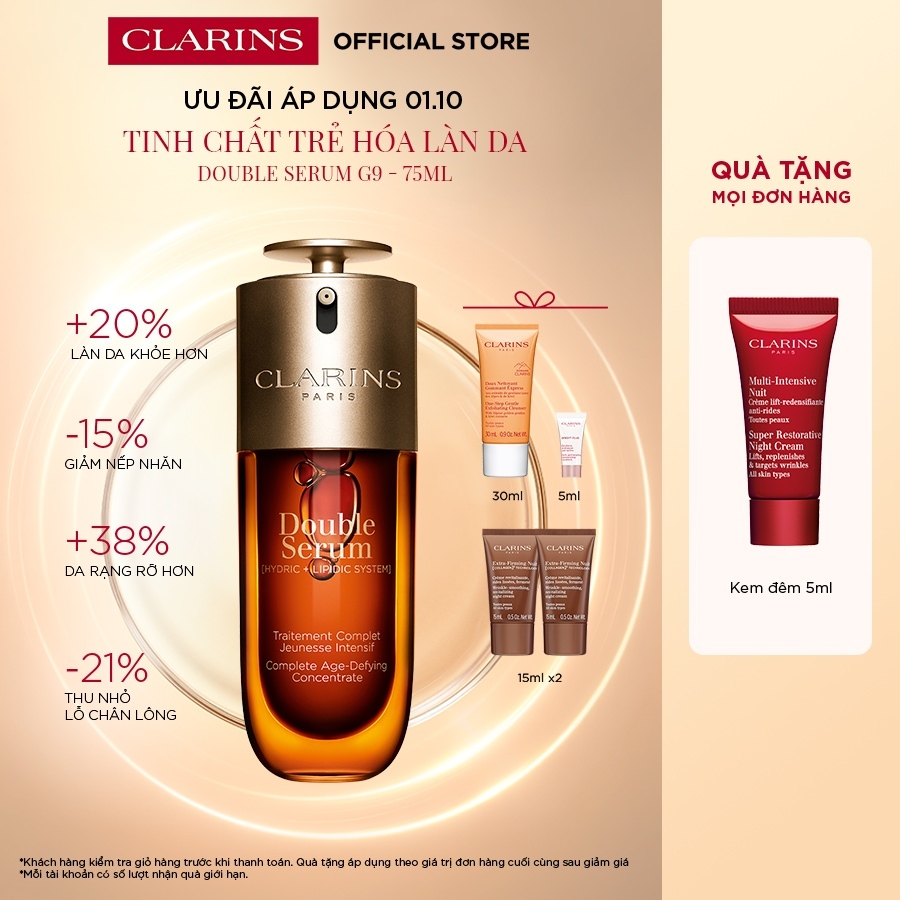 Tinh chất chống lão hóa toàn diện Clarins Double Serum G9 [Hydric+Lipidic System] 75ml