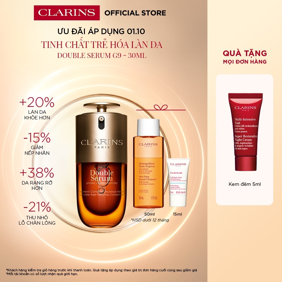 Tinh chất chống lão hóa toàn diện Clarins Double Serum G9 [Hydric+Lipidic System] 30ml