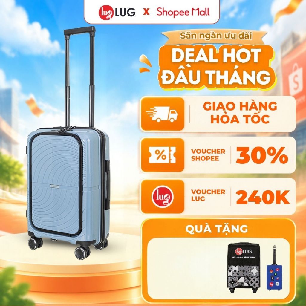 [CÓ NGĂN ĐỰNG LAPTOP] Vali Kéo LUG Holdall MP2611 - Size 20 Nhựa PP chống bể vỡ, Khoá Số Bảo Mật An Toàn