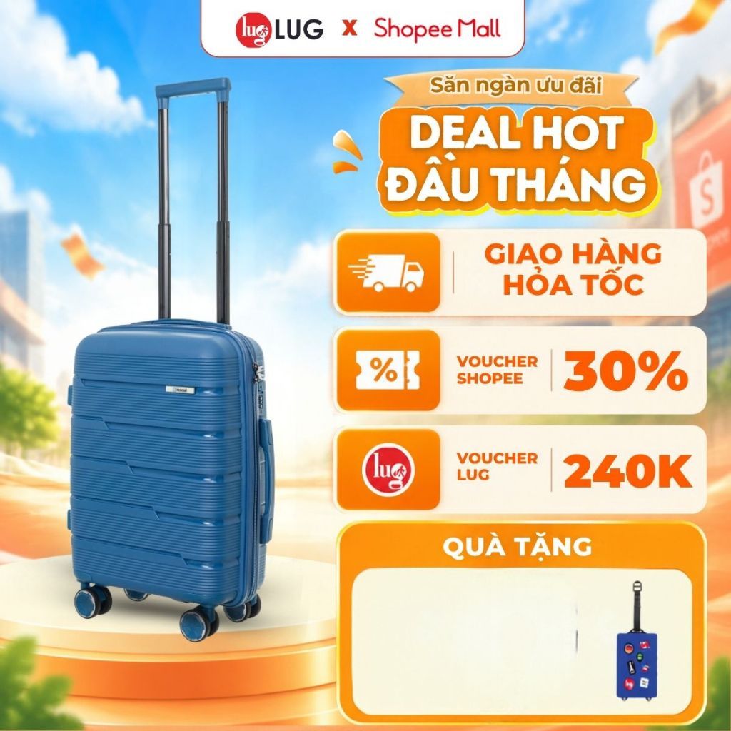 [ NHỎ - GỌN - NHẸ ] Vali Kéo LUG Holdall MP809 - Size 20, Size 24, Size 28: Nhựa PP chống bể vỡ, Khoá Số Bảo Mật An Toàn