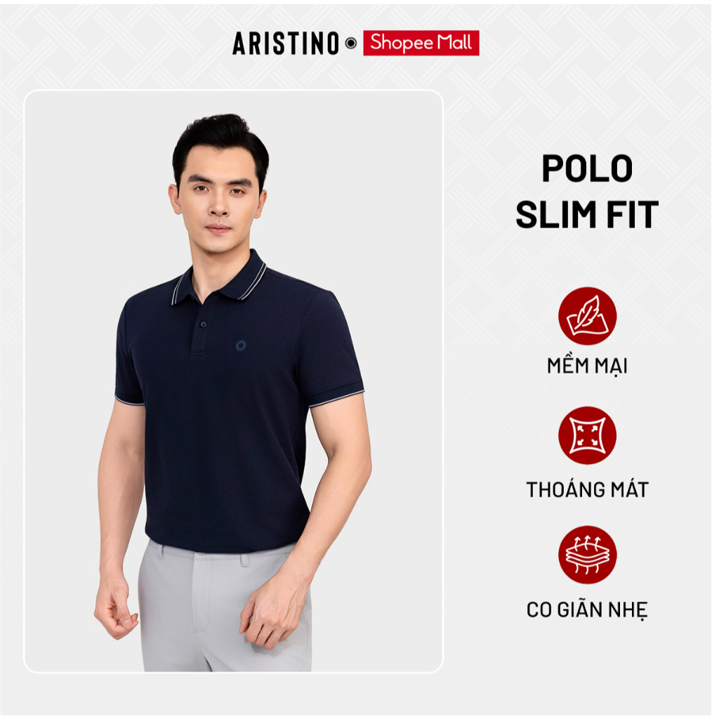 ARISTINO Áo Elite Polo Nam Trắng Slim Fit APS072S3EC Thoáng Khí Chống Tĩnh Điện Kiểm Soát Mùi