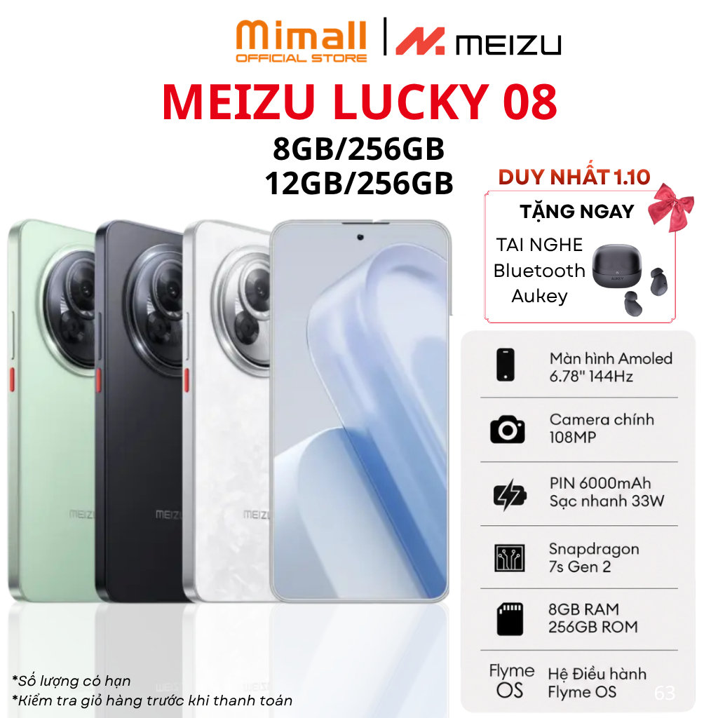 Điện Thoại Meizu Lucky 08 | Màn Hình LTPO Amoled 6.78" 144Hz | Snapdragon 7s Gen 2 |  Pin 6000mAh Sạc 33W | Chính Hãng