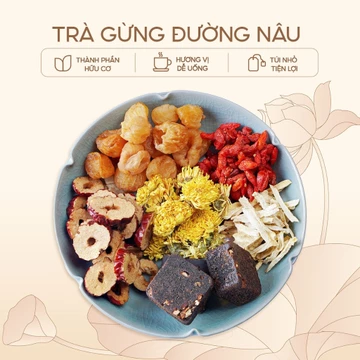 Trà Gừng Đường Nâu Calming – Trà Thảo Mộc Làm Ấm Cơ Thể, Thư Giãn, Hỗ Trợ Tiêu Hóa
