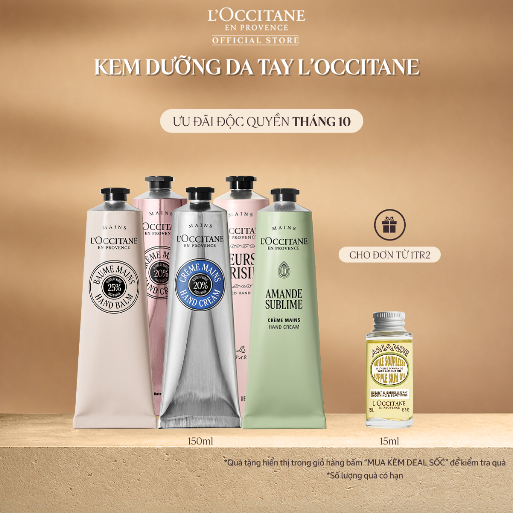 Kem Dưỡng Tay L'Occitane Hand Cream Giúp Dưỡng Ẩm, Dưỡng Da Tay Mềm Mịn 150ml