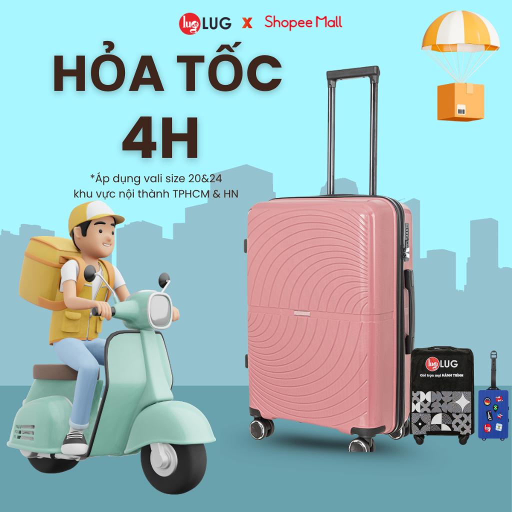 [HỎA TỐC KHÔNG THÙNG Size 20, 24 HN & HCM] Vali LUG Holdall MP2611 Nhựa PP chống bể vỡ, Dây kéo đôi chống rạch trộm