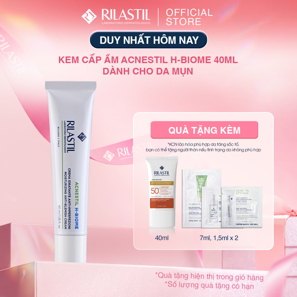 KEM DƯỠNG ẨM GIÚP CÂN BẰNG VI SINH HỖ TRỢ PHỤC HỒI DA MỤN - RILASTIL ACNESTIL H-BIOME CREAM