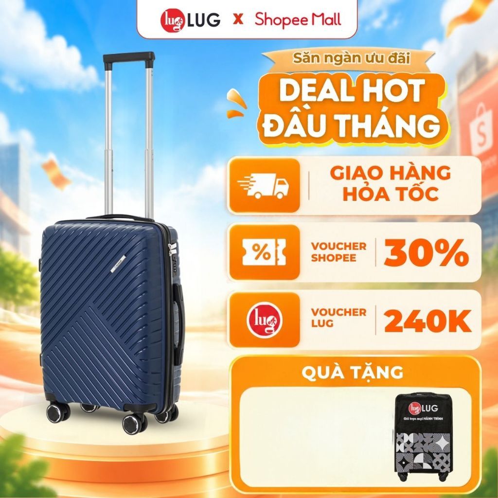 Vali Kéo LUG Holdall MP807- Size 20/24/28 - Nhựa PP chống bể vỡ,Màu Sắc Trẻ Trung, Khoá Số Bảo Mật