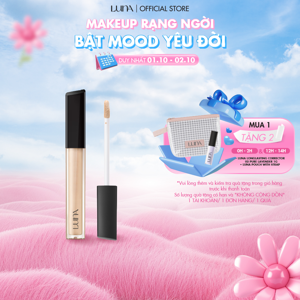 Kem che khuyết điểm lâu trôi Luna LongLasting Tip Concealer Cover-Fit hoàn hảo tự nhiên 7.5g