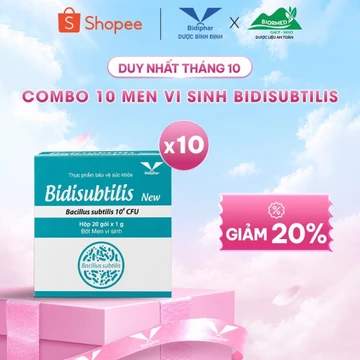 Combo 10 Hộp Men Vi Sinh Bidisubtilis New Bidiphar – Hỗ Trợ Tiêu Hóa, Cân Bằng Hệ Vi Sinh Đường Ruột