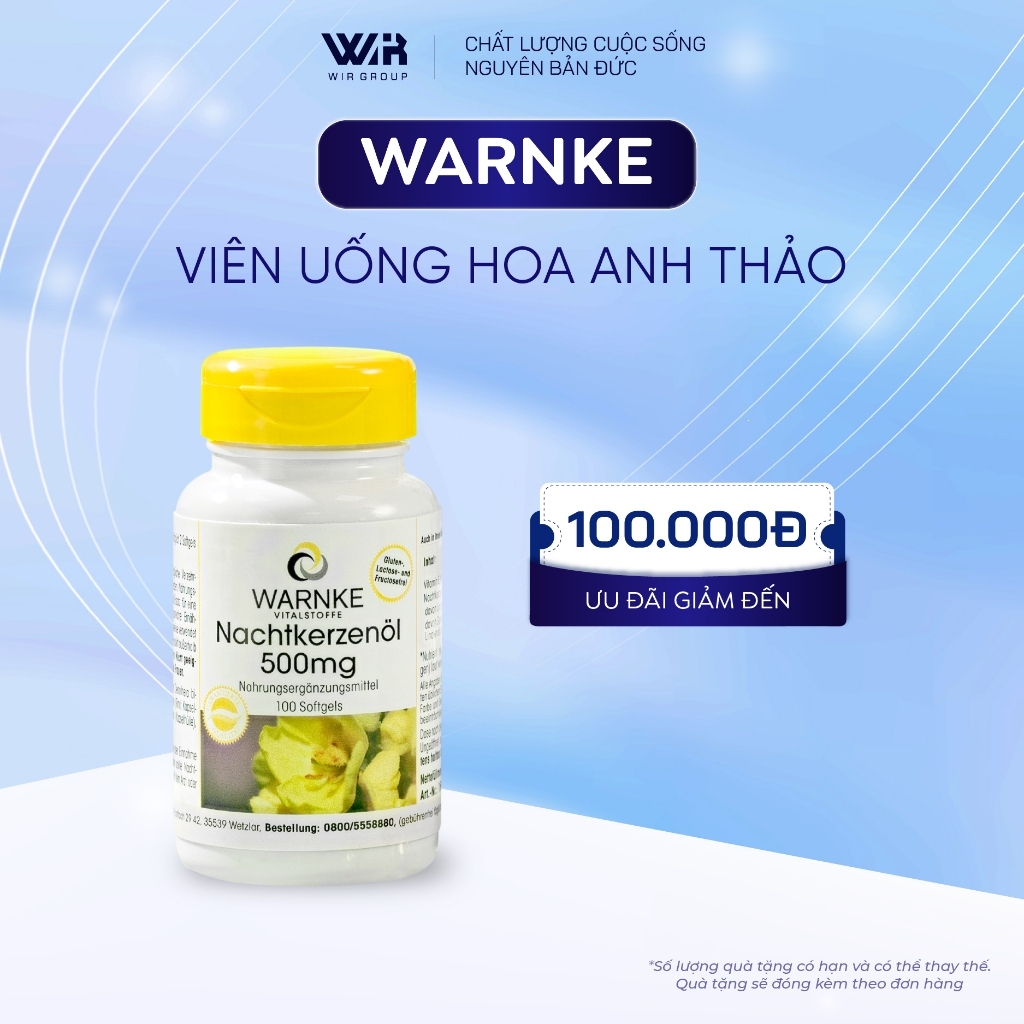 Tinh Dầu Hoa Anh Thảo Warnke Nachtkerzenöl 500mg Hỗ Trợ Cân Bằng Nội Tiết Tố Nữ, Giảm Đau Bụng Kinh | Wir Group