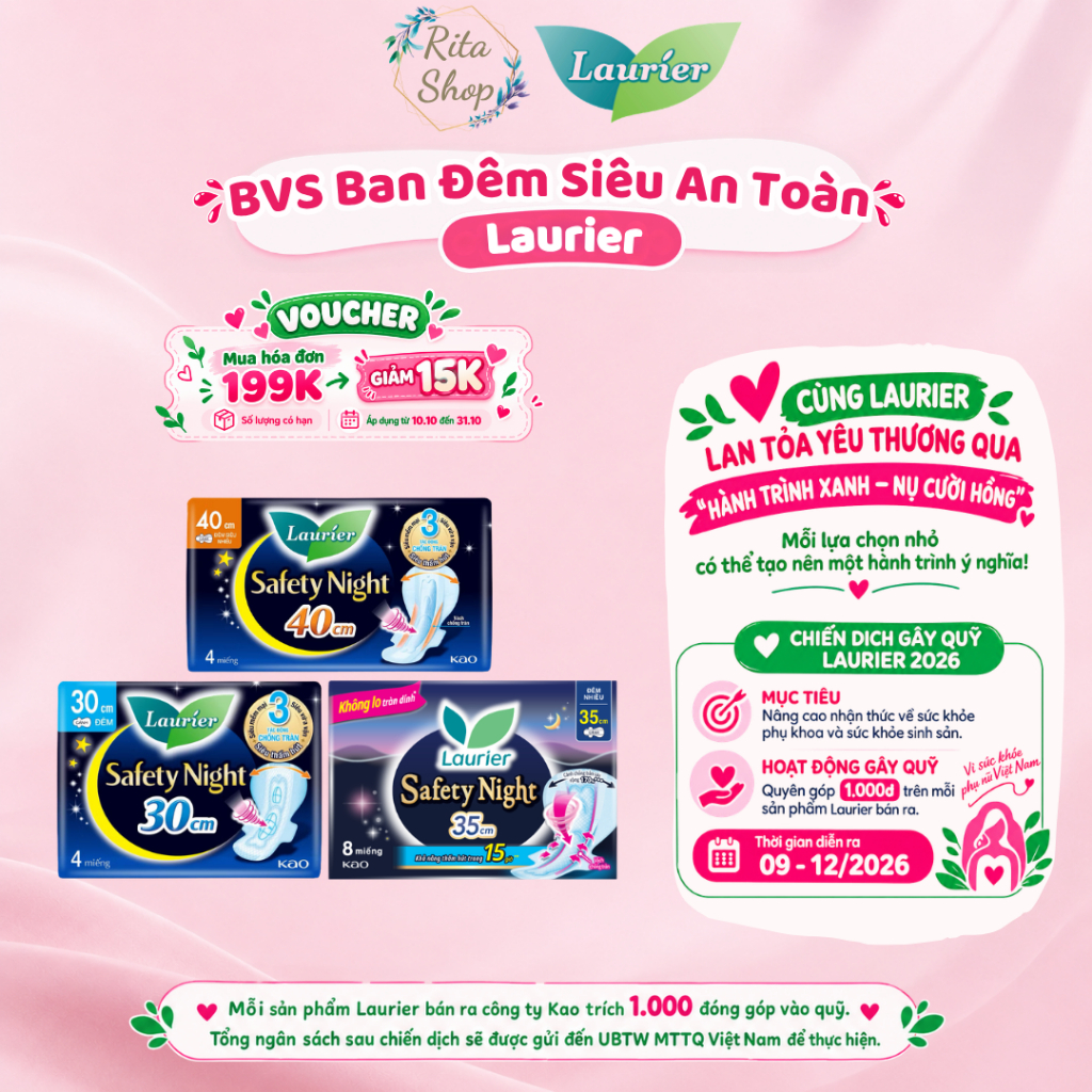 Băng Vệ Sinh Ban Đêm Laurier Safety Night 30cm 35cm 40cm - Siêu Thấm Chống Tràn, An Toàn Cho Đêm Dài
