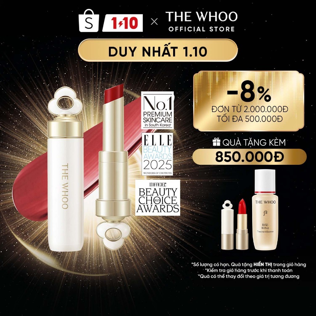 [THE WHOO OFFICIAL] Son dưỡng môi có màu, giàu dưỡng chất The Whoo Essential Lip Glow Balm 3.3gr