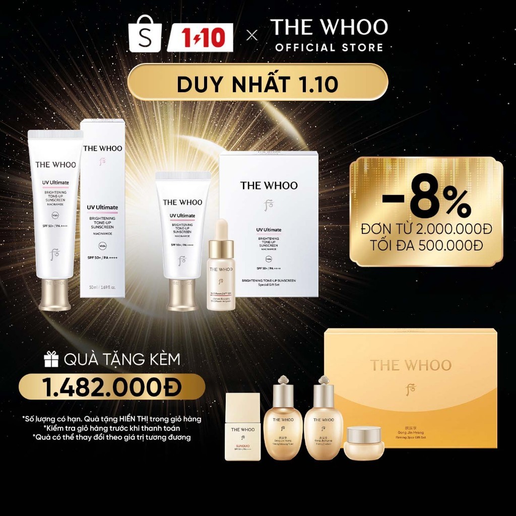 [THE WHOO OFFICIAL] Kem Chống Nắng Nâng Tone Whoo UV Ultimate Brightening Tone Up SPF50+/PA++++
