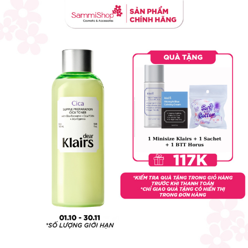 Dear Klairs Nước hoa hồng Supple Preparation Cica Toner 180ml