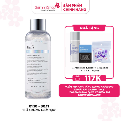 Dear, Klairs Nước hoa hồng Freshly Juiced Vitamin Essence Toner 180ml