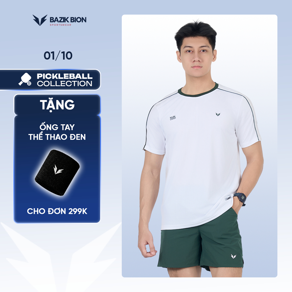 Bộ Quần Áo Thể Thao Pickleball BAZIK Áo Spin 01 Phối Viền Cổ + Quần Short Co Giãn, Thấm Hút, Thoáng Khí - SB14