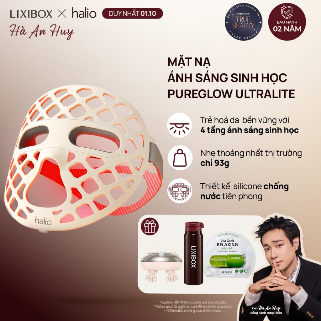 Mặt Nạ Ánh Sáng Halio PureGlow Ultralite Silicone LED Face Mask