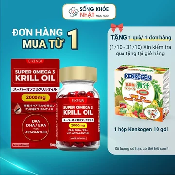 TPBVSK: Viên uống dầu nhuyễn thể Super omega 3 krill oil Eikenbi 60 viên, hỗ trợ chống oxy hoá