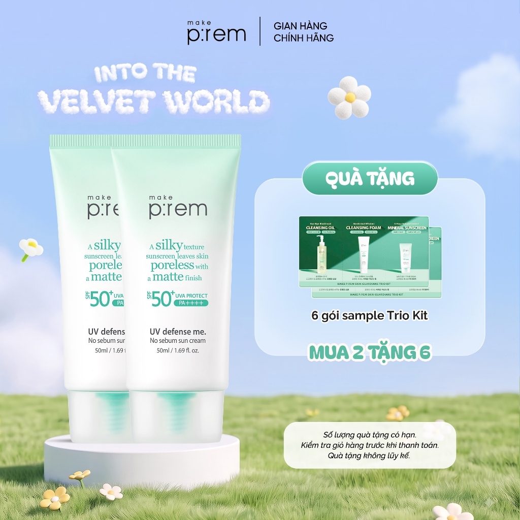 Combo 2 Kem Chống Nắng Make P:rem UV Defense Me No Sebum Sun Cream SPF50+ PA++++