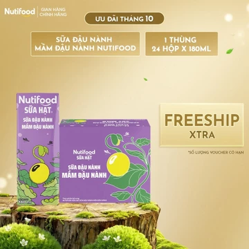 [KOL] Thùng 24 Hộp Sữa Hạt Nutifood 180ml (Sữa Mầm Đậu Nành - Sữa Yến Mạch - 20 Loại Hạt)