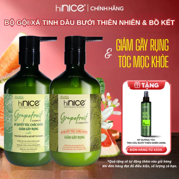 Combo Gội Xả hiNICE Tinh Dầu Bưởi Bộ Dầu Gội Dầu Xả Giảm Rụng Tóc Chắc Khỏe Mềm Mượt