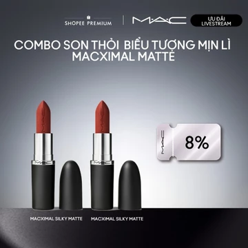 MAC - Bộ 2 món: 2 Son thỏi nhung lì MAC MACximal Silky Matte Lipstick | Son thỏi bán chạy, hiệu ứng mịn lì