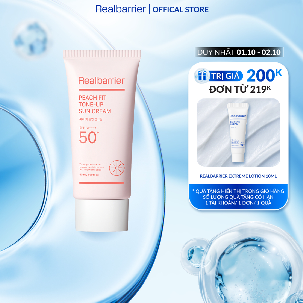 Kem chống nắng nâng tông Real Barrier Peach Fit Tone-Up Sun Cream SPF50+ PA++++ 50ml