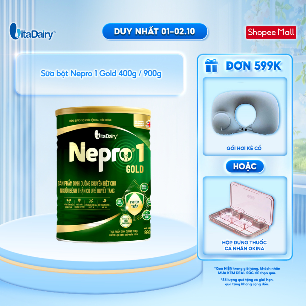Sữa bột Nepro 1 Gold Lon 400g/900g - Phù hợp chế độ dinh dưỡng đặc biệt (dành cho người tiểu đường)