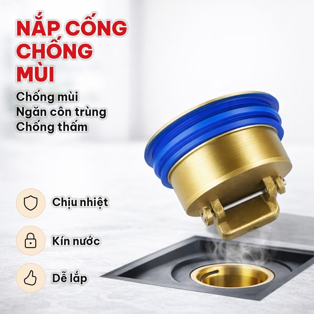 (COMBO 3) Nắp Đậy Cống Thoát Nước Đồng Nguyên Chất, Lõi Cống Thoát Nước Chống Mùi Hôi, Ngăn Côn Trùng