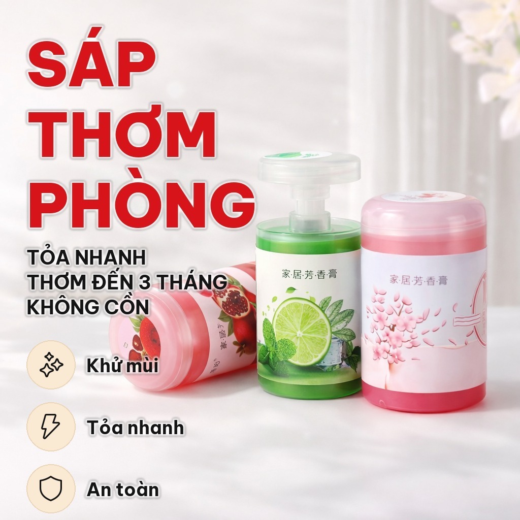 Sáp Thơm Phòng Hoa Quả 90g Hương Thơm Tự Nhiên, Lọ Sáp Thơm Hình Trụ Khử Mùi Cho Phòng Ngủ, Ô Tô, Nhà Vệ Sinh