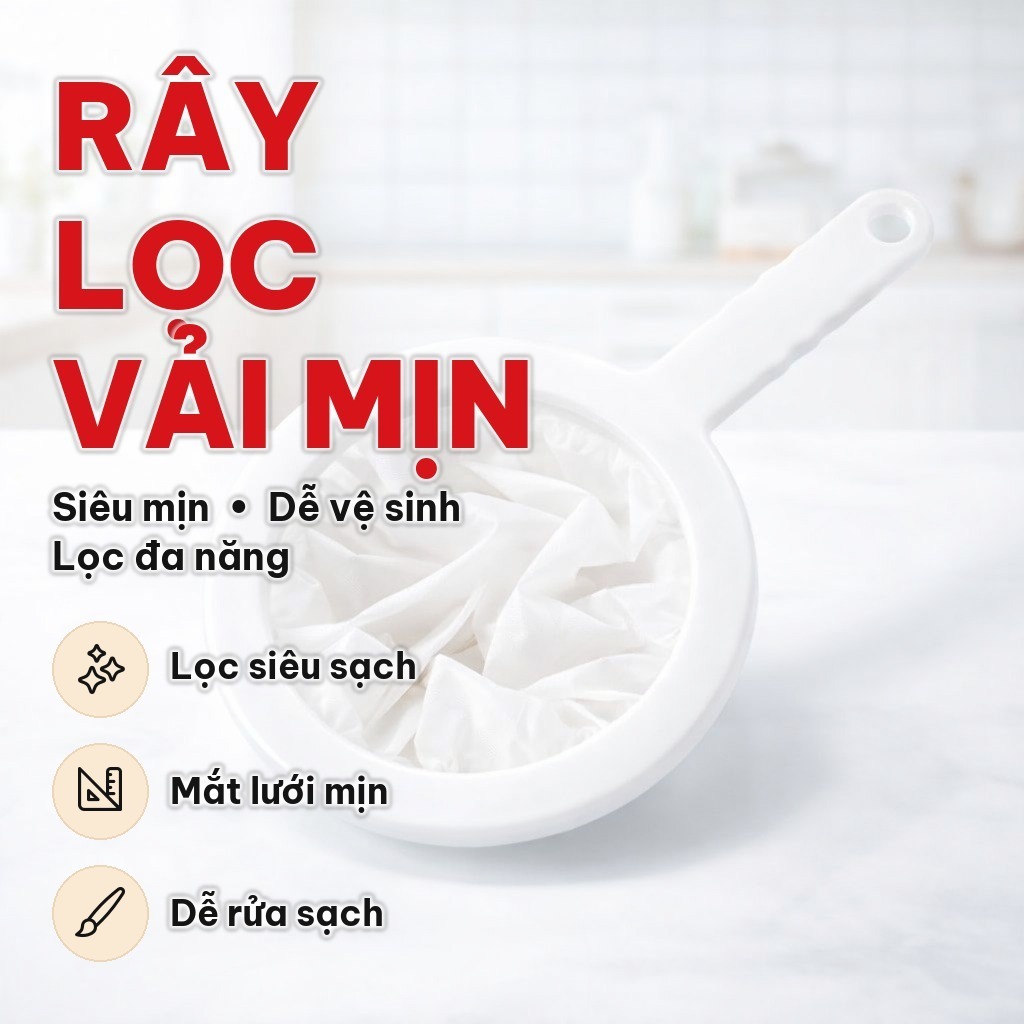 (COMBO 3) Rây Lọc Vải Lưới Siêu Mịn, Vợt Lọc Sữa Hạt Tay Cầm Nhựa PP - Lọc Trà Cà Phê Dễ Vệ Sinh Trong Nhà Bếp