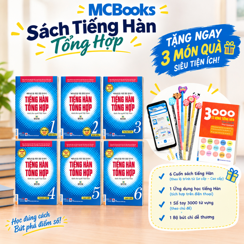Sách - Combo Tiếng Hàn Tổng Hợp Dành Cho Người Việt Nam Tập 1 đến 6 - Giáo Trình Kèm Sách Bài Tập-Phiên bản mới
