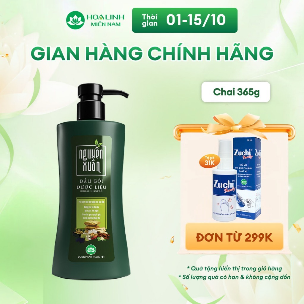 Dầu Gội Dược Liệu Nguyên Xuân Xanh Dưỡng tóc 365g KM 35g (400g) - Dành cho tóc khô xơ hư tổn